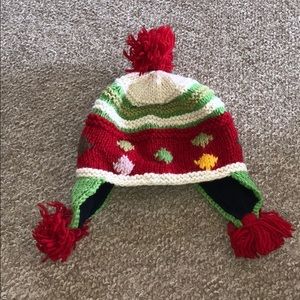 Holiday Beanie with little red fuzz balls